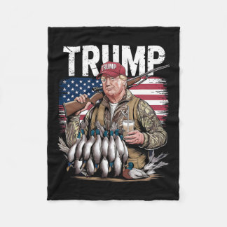Retro Trump Hunting Duck Hello Hunting Season Us F Fleece Blanket