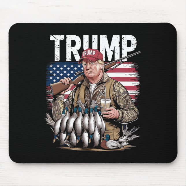Retro Trump Hunting Duck Hello Hunting Season Us F Mouse Pad (Front)