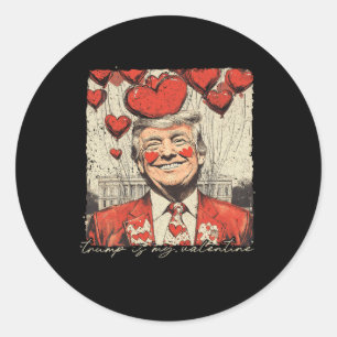 Retro Trump Is My Valentine Trump Valentine's Day Classic Round Sticker