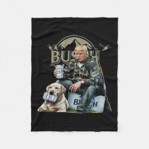 Retro Trump With Dog Hunting Duck Drinking Beer Tr Fleece Blanket
