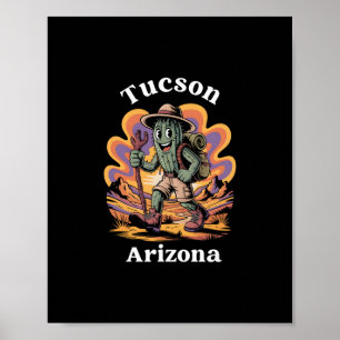Retro Tucson Arizona Hiking Trail Adventure Cactus Poster