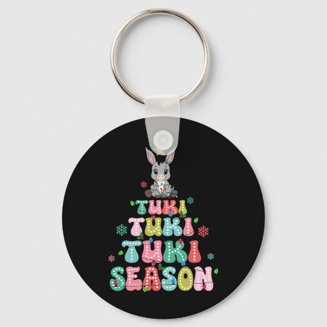 Retro Tuki Tuki Donkey Tis The Season Mexican Chri Keychain (Front)