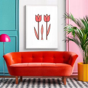 Retro Tulip Duo – Bold Floral Simplicity Poster
