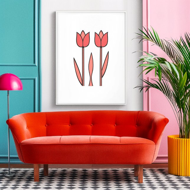 Retro Tulip Duo – Bold Floral Simplicity Poster (Creator Uploaded)