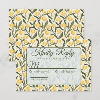 Retro Tulip Floral Backyard Wedding RSVP Card