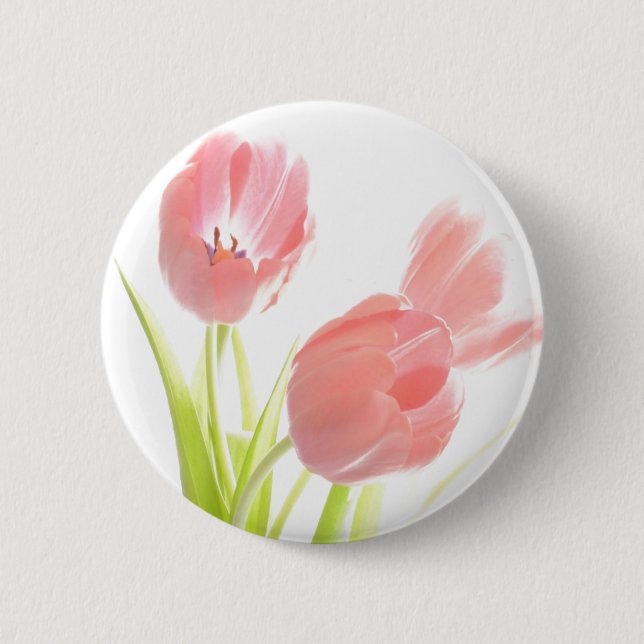 Retro tulip flower  Button pin Badge (Front)