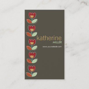Retro Tulips Flower Custom Template Profile Card