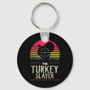 Retro Turkey Slayer Sunset Vintage Hunting Turkey  Keychain