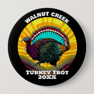 Retro Turkey Trot 4 Inch Round Button