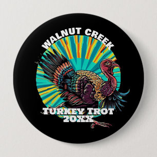 Retro Turkey Trot 4 Inch Round Button