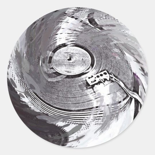 Retro Turnable DJ Round Sticker Glossy