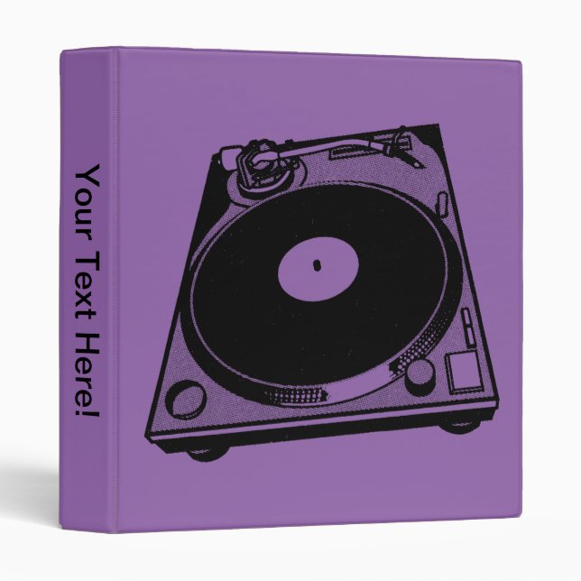Retro Turntable Graphic in Black Binder (Front/Spine)