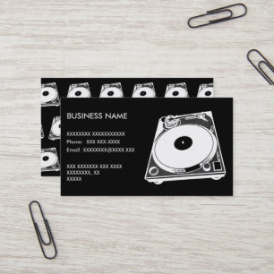 Retro Turntable Graphic in White Business Card