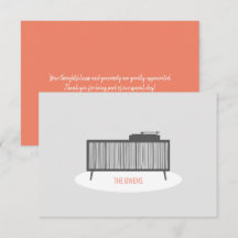 Retro Turntable Record Cabinet Thank You Card