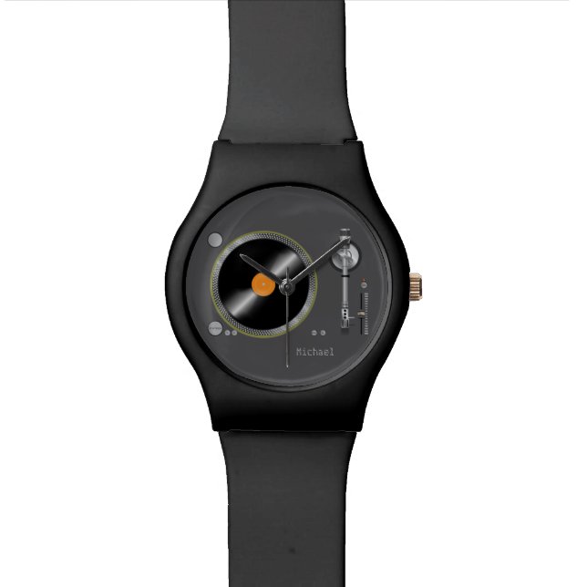 Retro Turntable Vinyl Recorder Watch (Close Up)