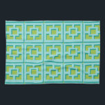 Retro Turquoise and Green Trellis Kitchen Towels<br><div class="desc">Add a splash of mid-century modern Palm Springs everywhere you go with these Retro Turquoise and Green Trellis patterned kitchen towels. It was inspired by vintage concrete breeze blocks. The deconstructed take on 1950s architecture will give an instant designer feel to everyday life.</div>
