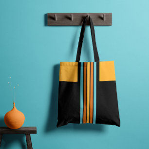 Retro Turquoise and Orange Stripe Tote Bag