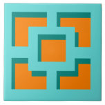 Retro Turquoise and Orange Trellis Ceramic Tile<br><div class="desc">Add a splash of mid-century modern Palm Springs everywhere you go with this Retro Turquoise and Orange Trellis pattern ceramic tile (giant print). It was inspired by vintage concrete breeze blocks. The deconstructed take on 1950s architecture will give an instant designer feel to everyday life.</div>