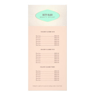 Retro Turquoise and Peach Price List Menu