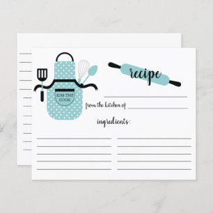 Retro Turquoise Apron Kitchen Tools Recipe Card