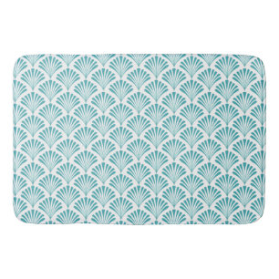 Retro turquoise art deco fans pattern bath mat
