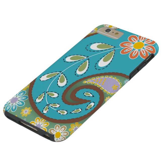 Retro turquoise, brown paisley motif custom Case-Mate iPhone case (Top)