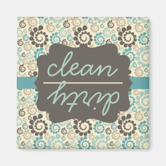 Retro Turquoise Clean Dirty Dishwasher Magnet