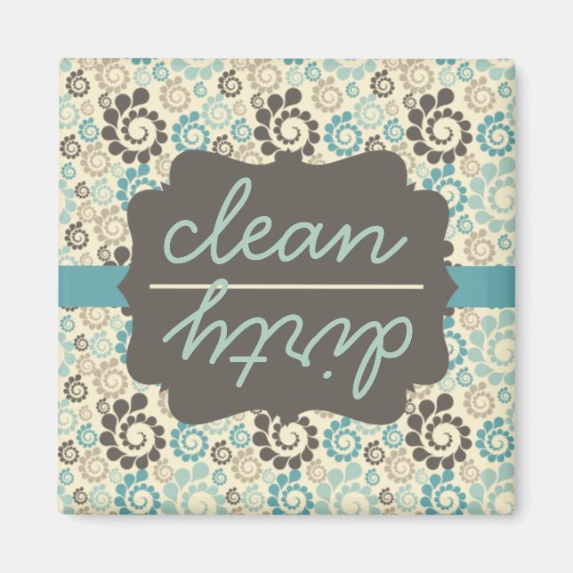 Retro Turquoise Clean Lave-vaisselle Magnet (Devant)