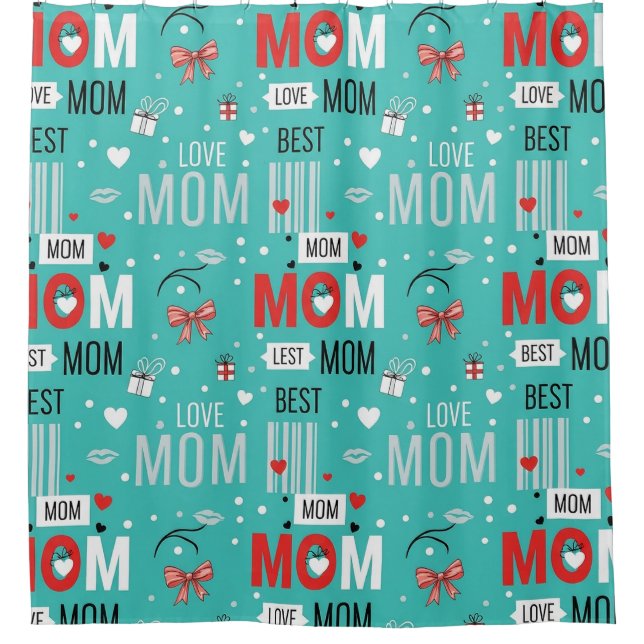 Retro Turquoise Comic MOM Love Pattern (Front)