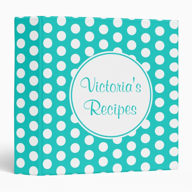 Retro Turquoise Cuisine Recette Cadeau Classeur (Devant/Côté)