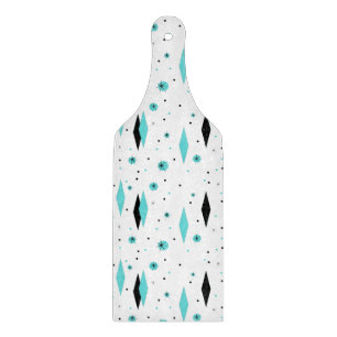 Retro Turquoise Diamond & Starburst Cutting Board