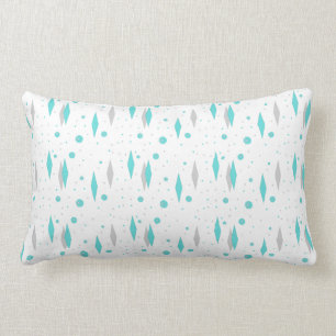 Retro Turquoise Diamond  & Starburst Lumbar Pillow