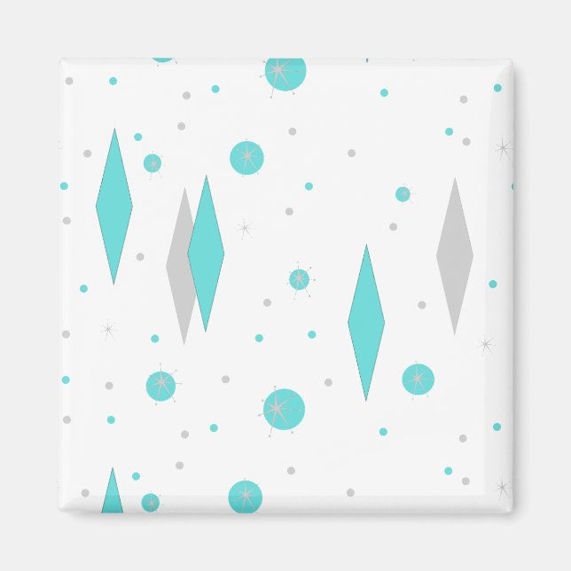 Retro Turquoise Diamond & Starburst Magnet (Front)