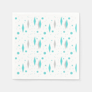Retro Turquoise Diamond & Starburst Paper Napkins