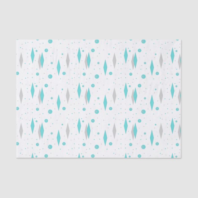 Retro Turquoise Diamond & Starburst Tissue Paper (Front)