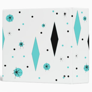Retro Turquoise Diamonds & Starbursts Binder
