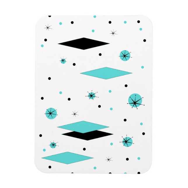 Retro Turquoise Diamonds & Starbursts Flexi Magnet (Vertical)