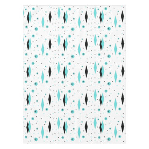 Retro Turquoise Diamonds & Starbursts Tablecloth
