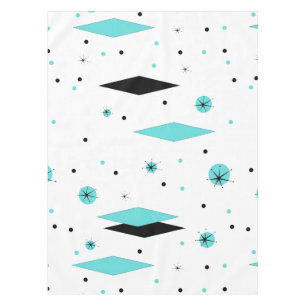 Retro Turquoise Diamonds & Starbursts Tablecloth