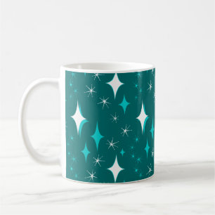 Retro Turquoise et White Star Motif Mug