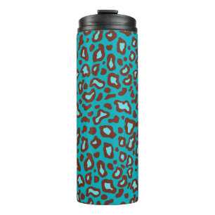 Retro Turquoise Leopard Thermal Coffee Tumbler 