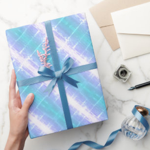 Retro Turquoise & Light Purple Stripes Wrapping Paper