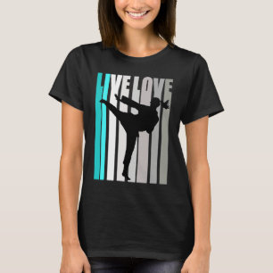 Retro Turquoise Live Love Karate Coach Womens Colo T-Shirt