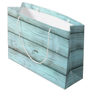 Retro Turquoise Paint On Rustic Wood Large Gift Bag