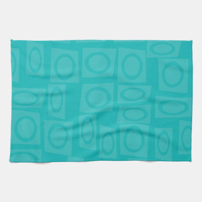 Retro Turquoise Rings Pattern Kitchen Towel (Horizontal)