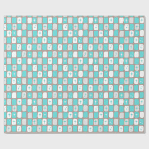 Retro Turquoise Starbursts Wrapping Paper