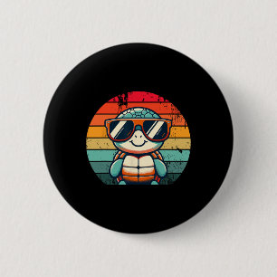 Retro Turtle In Sungles Bbq Pool Party Funny Turtl 2 Inch Round Button