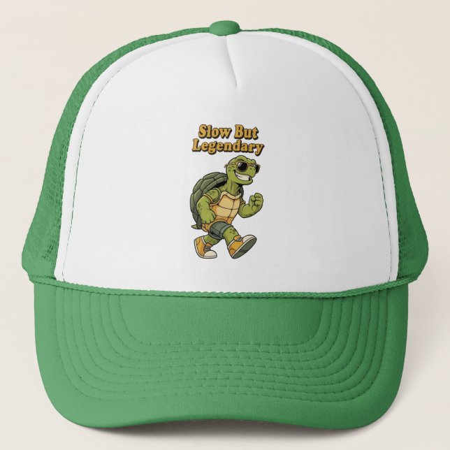 Retro Turtle Slow Pace Trucker Hat (Front)