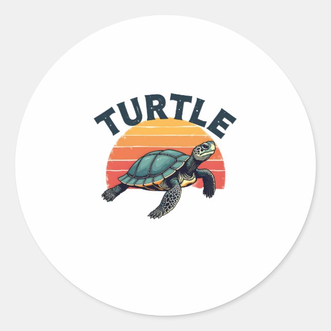 Retro Turtle T-Shirt Classic Round Sticker (Front)