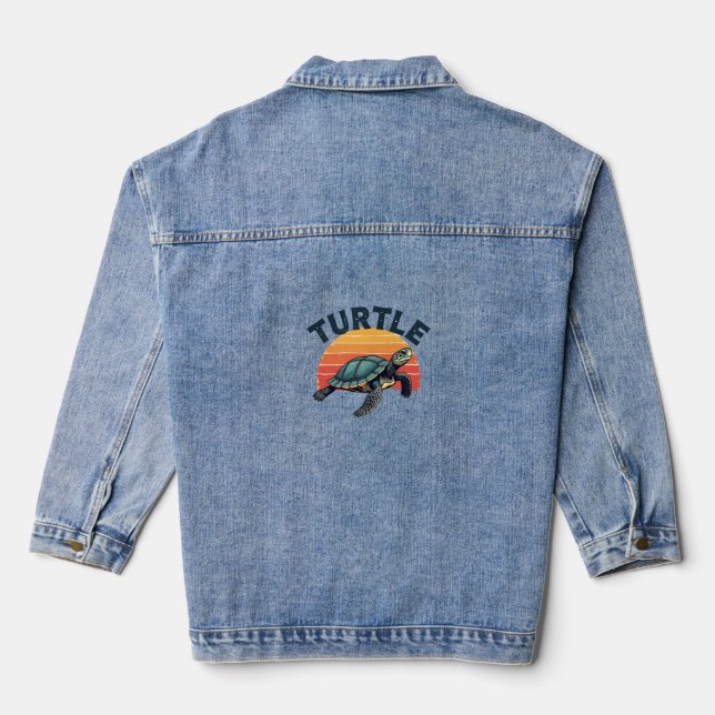 Retro Turtle T-Shirt Denim Jacket (Back)